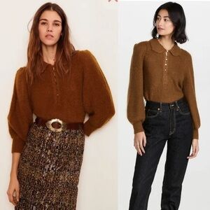 ba&sh Camel Knit Cardigan